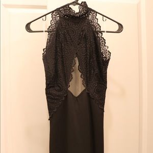 Black lace midi dress